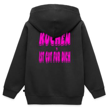 Kuchen - Kinder Premium Organic Zip Hoodie - Schwarz - Hinten - AI Model Kid Male (0cm)