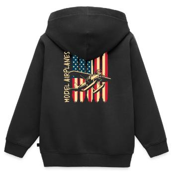 Modellbauer Modellfliegen Hobbypilot Flieger - Kinder Premium Organic Zip Hoodie - Schwarz - Hinten - AI Model Kid Male (0cm)