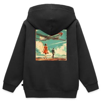 Vintage Airline Ad (fictional ) - Kinder Premium Organic Zip Hoodie - Schwarz - Hinten - AI Model Kid Male (0cm)