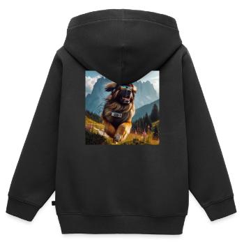 Leonberger Kunst - Kinder Premium Organic Zip Hoodie - Schwarz - Hinten - AI Model Kid Male (0cm)