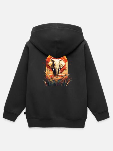 Elefant in der Savanne - Kinder Premium Organic Zip Hoodie - Schwarz
