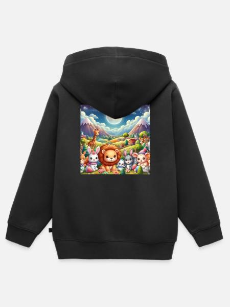 Süsse Tiere - Kinder Premium Organic Zip Hoodie - Schwarz