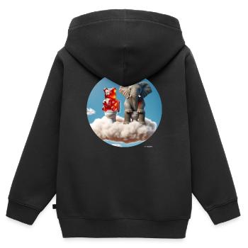 Elefant Gummibärchen auf der Toilette - Kinder Premium Organic Zip Hoodie - Schwarz - Hinten - AI Model Kid Male (0cm)