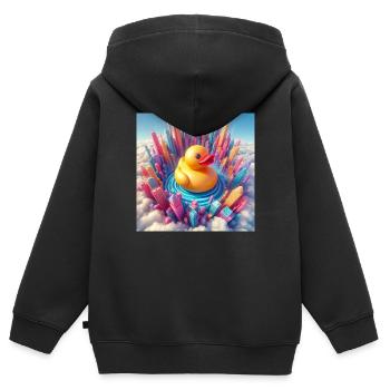 Baigner le canard dans un monde abstrait surréaliste - Sweat Premium à capuche zippé enfant bio - noir - Dos - AI Model Kid Male (0cm)