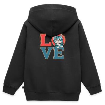 "Liebeskätzchen: Die Magie des Schnurrens" - Kinder Premium Organic Zip Hoodie - Schwarz - Hinten - AI Model Kid Male (0cm)