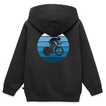 Cycliste de route Vélo de route Vélo de route Vélo de route Vélo de route - Sweat Premium à capuche zippé enfant bio - noir - Dos - AI Model Kid Male (0cm)
