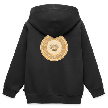 Fruits de mer, huîtres, perles, fruits de mer, pétoncles, nourriture - Sweat Premium à capuche zippé enfant bio - noir - Dos - AI Model Kid Male (0cm)