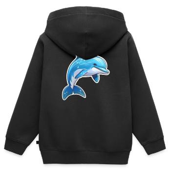 Delfin springend - Kinder Premium Organic Zip Hoodie - Schwarz - Hinten - AI Model Kid Male (0cm)