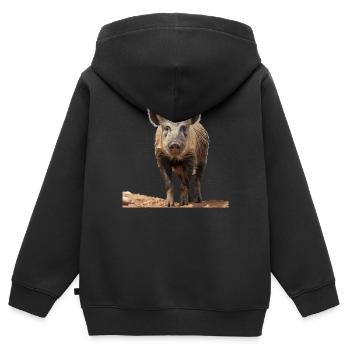 Iberico-Schwein ist ein wahrer Genuss - Kinder Premium Organic Zip Hoodie - Schwarz - Hinten - AI Model Kid Male (0cm)