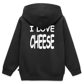 Käse - Kinder Premium Organic Zip Hoodie - Schwarz - Hinten - AI Model Kid Male (0cm)