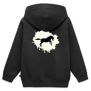 pferd klecks - Kinder Premium Organic Zip Hoodie - Schwarz - Hinten - AI Model Kid Male (0cm)
