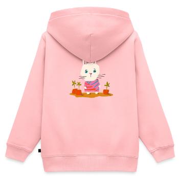 Petite fille lapin - Sweat Premium à capuche zippé enfant bio - rose - Dos - AI Model Kid Female (0cm)