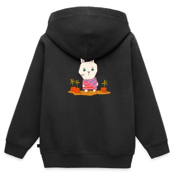 Petite fille lapin - Sweat Premium à capuche zippé enfant bio - noir - Dos - AI Model Kid Male (0cm)