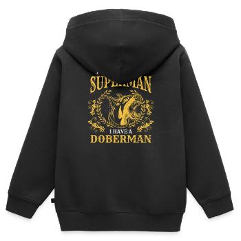 Dobermann Hunderasse Diensthund Hundefreund - Kinder Premium Organic Zip Hoodie - Schwarz - Hinten - AI Model Kid Male (0cm)