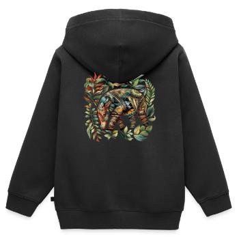 Azteken-Tapir - Kinder Premium Organic Zip Hoodie - Schwarz - Hinten - AI Model Kid Male (0cm)