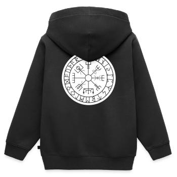 Boussole Viking - Sweat Premium à capuche zippé enfant bio - noir - Dos - AI Model Kid Male (0cm)