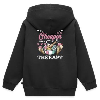 Eiscreme Süß Naschen - Kinder Premium Organic Zip Hoodie - Schwarz - Hinten - AI Model Kid Male (0cm)
