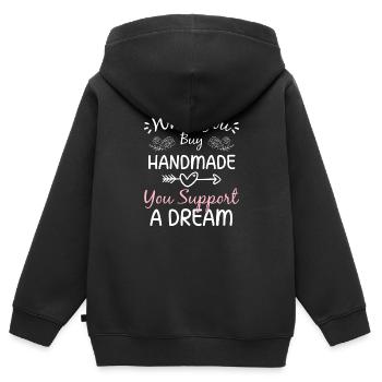 Défilé de mode Shopping Style - Sweat Premium à capuche zippé enfant bio - noir - Dos - AI Model Kid Male (0cm)