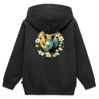 Nashorn - Kinder Premium Organic Zip Hoodie - Schwarz - Hinten - AI Model Kid Male (0cm)