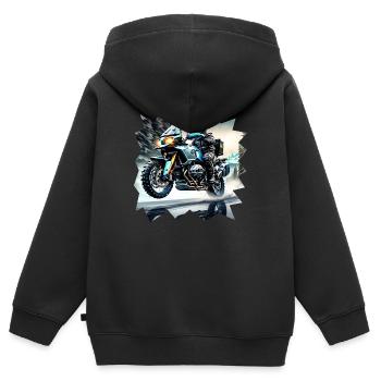 Motorrad nasse Fahrbahn - Kinder Premium Organic Zip Hoodie - Schwarz - Hinten - AI Model Kid Male (0cm)