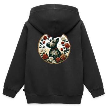Terrier écossais - Sweat Premium à capuche zippé enfant bio - noir - Dos - AI Model Kid Male (0cm)
