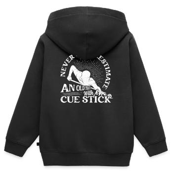 An Old Man With A Cue Stick Billiard Player Billar - Kinder Premium Organic Zip Hoodie - Schwarz - Hinten - AI Model Kid Male (0cm)