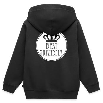 Best Grandma Krone Königin Edel Logo Rund Kreis - Kinder Premium Organic Zip Hoodie - Schwarz - Hinten - AI Model Kid Male (0cm)