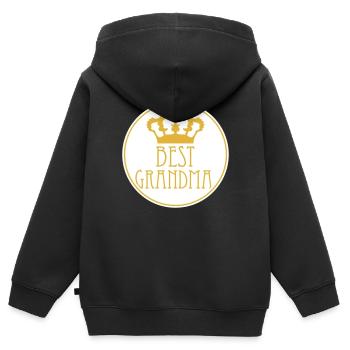 Best Grandma Krone Königin Edel Logo Rund Kreis - Kinder Premium Organic Zip Hoodie - Schwarz - Hinten - AI Model Kid Male (0cm)