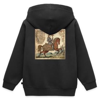 Ritter auf dem Pferd, Mittelalter - Kinder Premium Organic Zip Hoodie - Schwarz - Hinten - AI Model Kid Male (0cm)