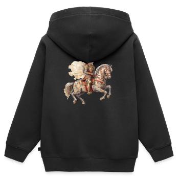 Ritter auf dem Pferd, Mittelalter - Kinder Premium Organic Zip Hoodie - Schwarz - Hinten - AI Model Kid Male (0cm)
