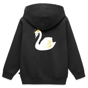 Cygne Doré - Sweat Premium à capuche zippé enfant bio - noir - Dos - AI Model Kid Male (0cm)