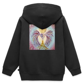 Herzengel Vertrautes Bewußtseinsleben - Kinder Premium Organic Zip Hoodie - Schwarz - Hinten - AI Model Kid Male (0cm)