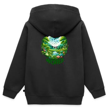 Save the World (A Call for Conservation)Green - Kids Premium Organic Zip-up Hoodie - black - Back - AI Model Kid Male (0cm)