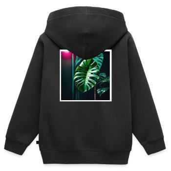 Monstera Leafs#2 - Kinder Premium Organic Zip Hoodie - Schwarz - Hinten - AI Model Kid Male (0cm)