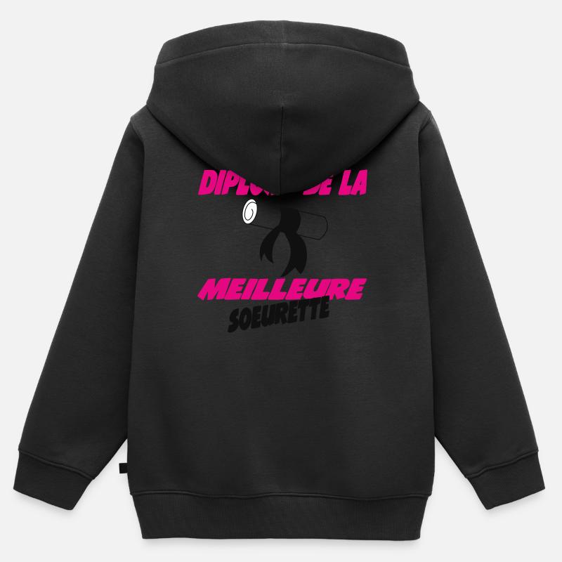 Diplome de la meilleure SOEURETTE - Sweat Premium à capuche zippé enfant bio - noir