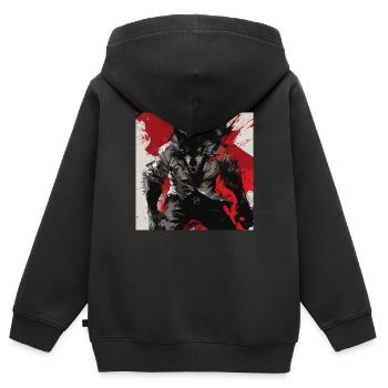 Werwolf - Kinder Premium Organic Zip Hoodie - Schwarz - Hinten - AI Model Kid Male (0cm)
