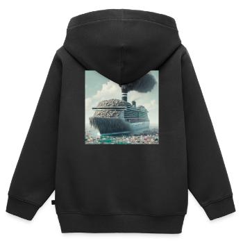 Protection de l’environnement - Sweat Premium à capuche zippé enfant bio - noir - Dos - AI Model Kid Male (0cm)