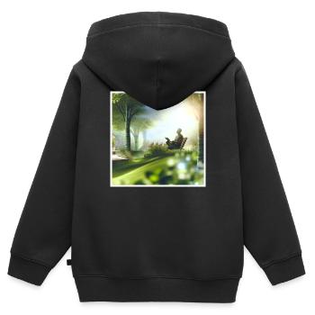 Selbstliebe - Kinder Premium Organic Zip Hoodie - Schwarz - Hinten - AI Model Kid Male (0cm)