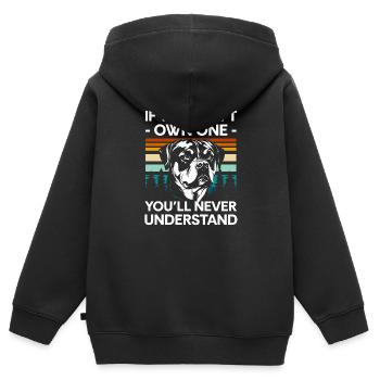 Kampfhund Hunde Herrchen Diensthund - Kinder Premium Organic Zip Hoodie - Schwarz - Hinten - AI Model Kid Male (0cm)