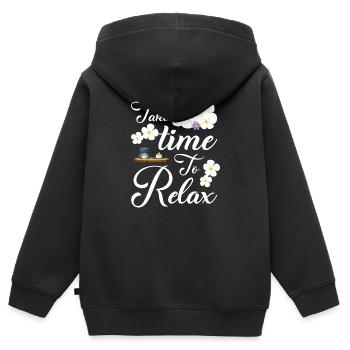 Spa Relaxen Pilates - Kinder Premium Organic Zip Hoodie - Schwarz - Hinten - AI Model Kid Male (0cm)