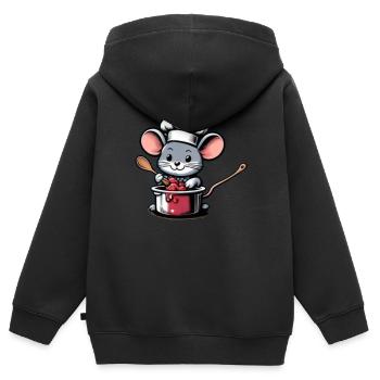 Die lustige Mausi Maus - Kinder Premium Organic Zip Hoodie - Schwarz - Hinten - AI Model Kid Male (0cm)