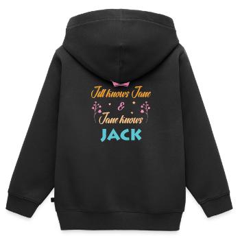 Lustiger Spruch - Jane knows Jack - Kinder Premium Organic Zip Hoodie - Schwarz - Hinten - AI Model Kid Male (0cm)