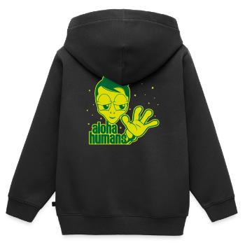 Alien Extraterrestrial Ausserirdische Aloha Humans - Kinder Premium Organic Zip Hoodie - Schwarz - Hinten - AI Model Kid Male (0cm)