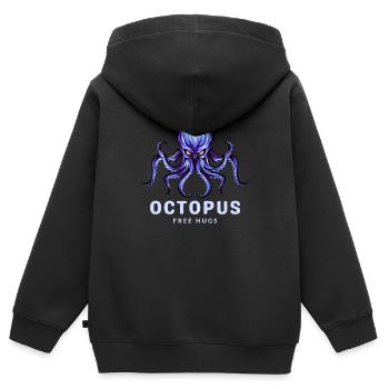 Cartoon Octopus - free hugs - Kinder Premium Organic Zip Hoodie - Schwarz - Hinten - AI Model Kid Male (0cm)