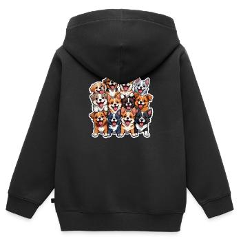 Collage de chiens heureux - Sweat Premium à capuche zippé enfant bio - noir - Dos - AI Model Kid Male (0cm)