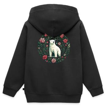 Eisbär - Kinder Premium Organic Zip Hoodie - Schwarz - Hinten - AI Model Kid Male (0cm)