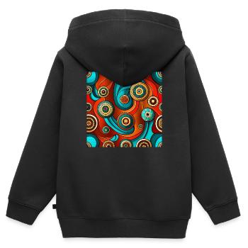 Modernes Ajrakh Nahtloses Muster - Kinder Premium Organic Zip Hoodie - Schwarz - Hinten - AI Model Kid Male (0cm)