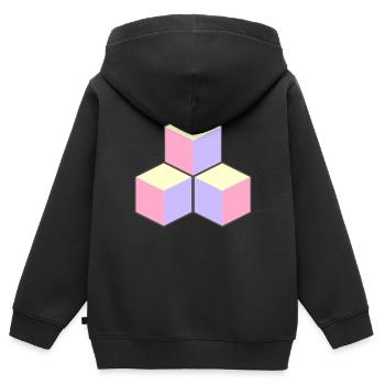 Pastel Cubes - ApriNoeScor - Sweat Premium à capuche zippé enfant bio - noir - Dos - AI Model Kid Male (0cm)