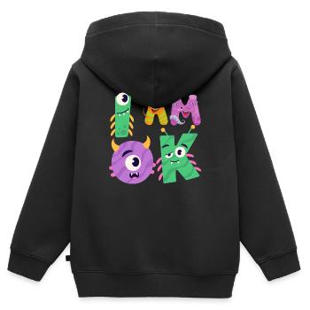 OK Monstre - Sweat Premium à capuche zippé enfant bio - noir - Dos - AI Model Kid Male (0cm)