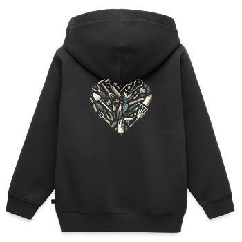 Stilvolles Garten Herz - Kinder Premium Organic Zip Hoodie - Schwarz - Hinten - AI Model Kid Male (0cm)